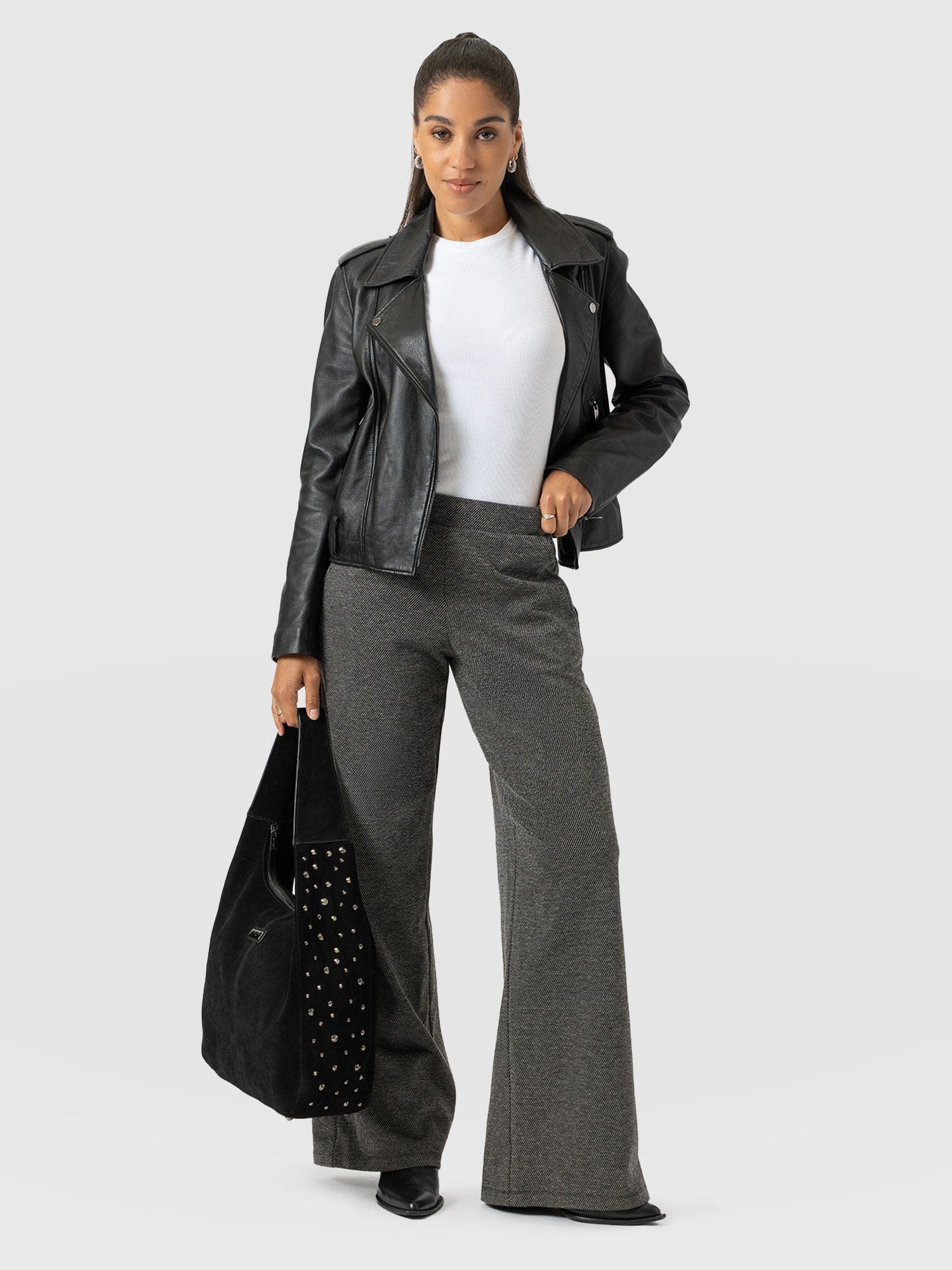 Keller Wide Leg Pant - Grey Twill